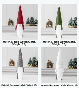 Detail view of 4-color gnome wine bottle covers made of non-woven fabric 17g each