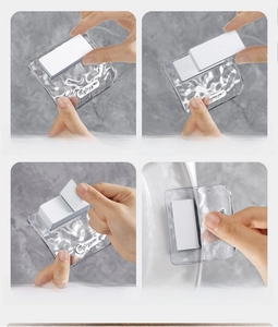 Installation steps for transparent resin toilet lid lifter with adhesive foam pad