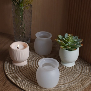 DIY silicone mold set for textured striped candle jars and small succulent planters