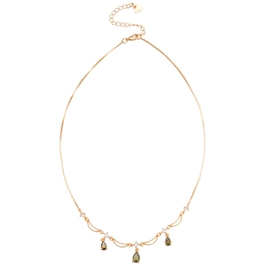 Set collana placcata oro con ciondoli a goccia verdi e zirconi scintillanti