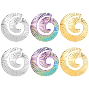 Stainless Steel Spiral Shell Pendant Necklace Vacuum Plated Wave Textured DIY Jewelry Accessory Fashion For Women