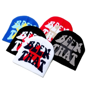 Bonnet En Tricot Acrylique Jacquard Étoile Lettre Hiver Chaud Streetwear Hip Hop Cyclisme Extérieur Pour Hommes Femmes