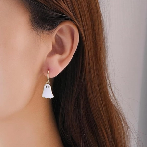 Ghost Dangle Earrings Alloy Enamel Halloween Holiday Party Cute Jewelry Women With Stainless Steel Earring Post