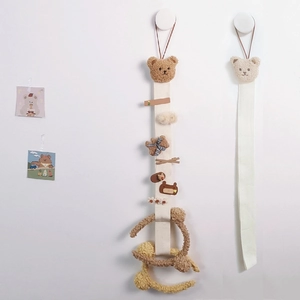 Hanging hair clip organizer with plush bear designs for kids room wall storage