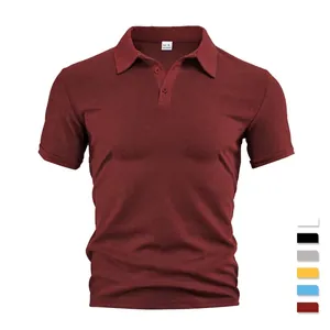 Men's short sleeve waffle knit polo shirt with classic three-button collar in burgundy