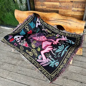 Bohemian Woven Throw Blanket Cotton Jacquard Tasseled Artistic Female Portrait Aesthetic Wall Tapestry Sofa Cover