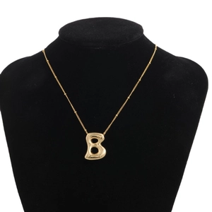Chic 18k gold plated bubble letter B pendant necklace on a delicate bead chain