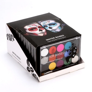 Water-based 15-color face and body painting kit with brushes for Day of the Dead makeup