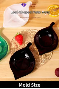 Vue détaillée du moule en silicone feuille avec plat en résine et décor de fruits