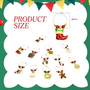 Set of 25mm Christmas wine glass charms with Santa and tree designs for party decor