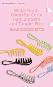 Wide-tooth hair combs in various candy colors with ergonomic hollow handles for detangling