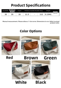 Detailed size chart of Oxford fabric Boston bag with ethnic strap dimensions and color options