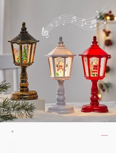 Three retro Christmas snow globes with Santa, snowman and tree on a snowy background