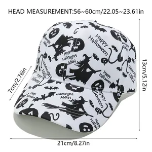Detailed size chart for the Halloween baseball cap showing 56-60cm head circumference