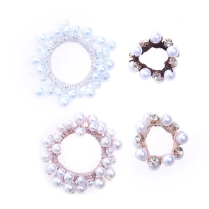 Handmade braided hair ties with faux pearls and rhinestones for elegant ponytails