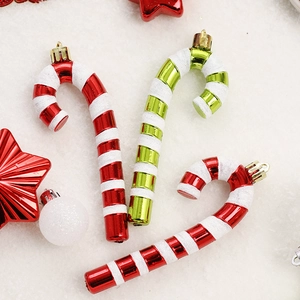 Set de 70 ornements de Noël avec des sucres d'orge pailletés rouges et verts à suspendre