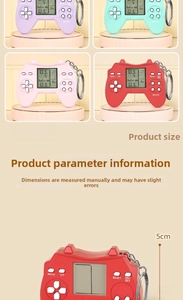 Mini retro handheld game console keychain available in four colors with 5cm height detail