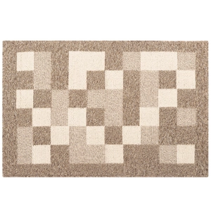 Brown and beige checkered pattern non-slip doormat with durable woven texture for entryway