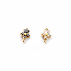 Exquisite stainless steel four-leaf clover zircon charms for DIY jewelry making