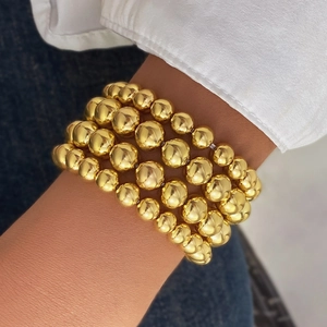 Layered Bracelets Alloy Metal Beads Faux Artificial Pearls Toggle Clasp Punk Hip Hop Geometric Jewelry For Women