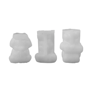 Set di 3 stampi in silicone traslucido a forma di orsetto per resina DIY e candele