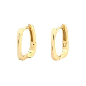 Minimalist geometric gold S925 silver square hoop earrings with a polished wavy texture