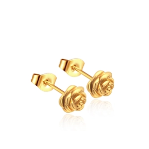 Pendientes De Rosa Acero Inoxidable Chapado En Oro 18K Minimalista Vintage Estética Floral Accesorios Regalo Para Mujer