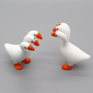 Three-headed cartoon goose pendant charms with metal rings for DIY jewelry accessories
