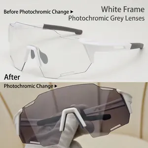 Sports Cycling Sunglasses Photochromic UV400 Windproof PC Shield Lens Outdoor Running Driving Unisex