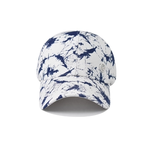 Stylische Vintage gewaschene Tie-Dye Baumwoll-Basecap mit blauem Graffiti-Muster