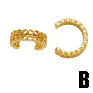 Goldene Ohrmanschetten mit hohlem Wabenmuster im Retro-Stil für Damen ohne Ohrlöcher