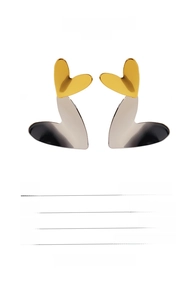 Detailed view of two-tone gold and silver heart earrings with size 4cm by 2.4cm