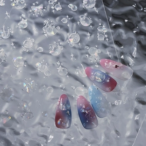 3D Relief Nail Art Stickers Holographic Aurora Bow Star Water Drop Design Self Adhesive DIY Manicure Decals