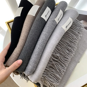Winter Scarf Soft Knitted Solid Color Warm Thick Pashmina Shawl With Tassel Fringe For Men Women Daily Wear