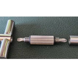 Silver stainless steel cross pendant necklace with hidden multi-tool T-shape screwdriver