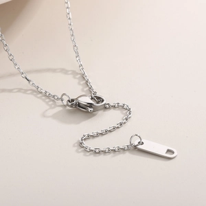 Polished stainless steel MAMA necklace featuring a lobster clasp and adjustable extender chain