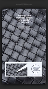 Close-up of woven PU leather texture showing scratch-resistant and waterproof surface