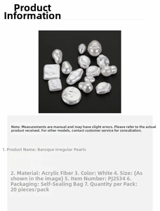 Macro detail of 20pcs white irregular baroque acrylic pearls for jewelry making