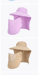 Detail of outdoor sun hat with breathable mesh and removable neck and face flaps