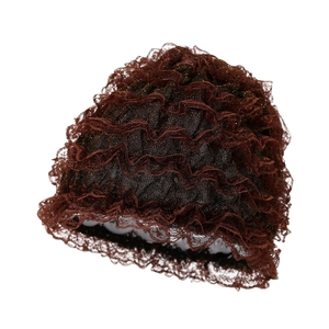 Deep brown breathable lace beanie for women featuring tiered ruffles and elastic fit