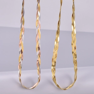 Vintage Stainless Steel Triple Layer Braided Snake Bone Chain Necklace For Women 18K Gold Plated Personalized Neck Jewelry