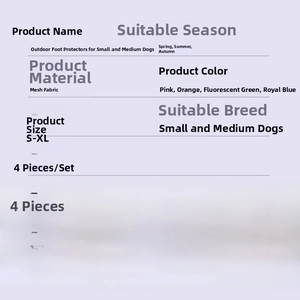 Größentabelle für atmungsaktive Netz-Hundeschuhe für kleine Hunde mit S bis XL Maßen
