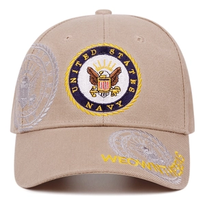 Casquette de baseball kaki avec broderie United States Navy et texte sur le côté