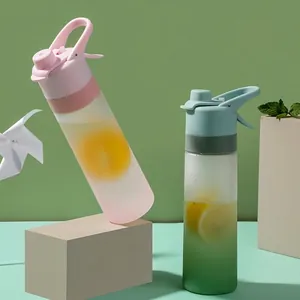 Portable matte gradient sports spray water bottle for outdoor fitness and daily travel