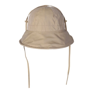 Beige wide brim sun hat for women with adjustable chin strap for summer UV protection