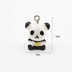 Detailed view of 16mm x 22mm panda enamel charm with yellow bow for jewelry making