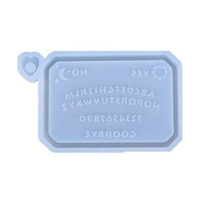 Blue silicone Ouija board mold for resin casting featuring sun, moon and alphabet symbols