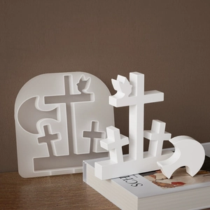 Details zur Silikonform mit 3D-Kreuzen und Taube für religiöse Kerzenbasteleien