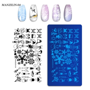 Detailed Christmas nail art stamping plate kit with snowflakes and festive motifs
