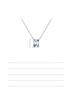 Detailed size and specs chart for S925 sterling silver emerald cut moissanite necklace